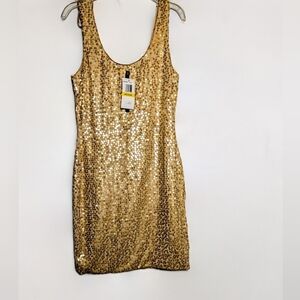 ✨ As U Wish Gold Sequin Sleeveless Dress – NWT | Size M ✨